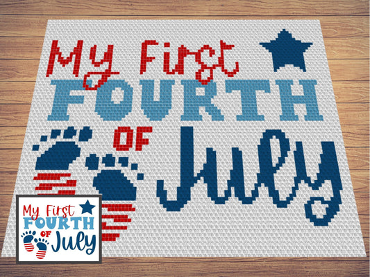 My First Fourth Of July Graph and Pattern C2C & Tapestry Crochet - Quote C2C Graphgan Patriotic Crochet Blanket - C2C 4th Of July Baby Gift