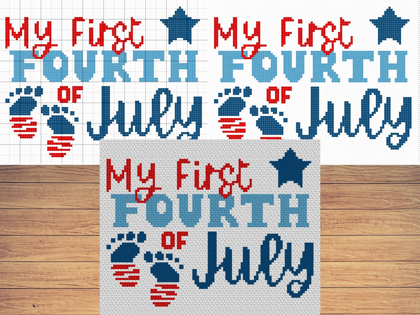 My First Fourth Of July Graph and Pattern C2C & Tapestry Crochet - Quote C2C Graphgan Patriotic Crochet Blanket - C2C 4th Of July Baby Gift