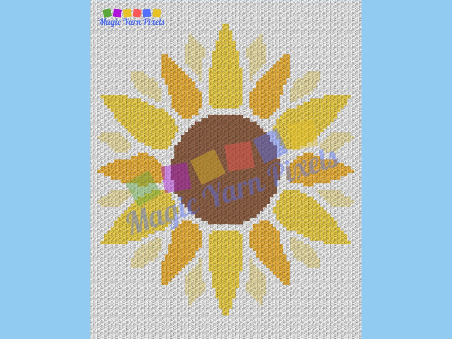 Summer Sunflower Graph and Pattern C2C & Tapestry Crochet - Sunflower Graphgan - Crochet Sunflower Blanket - Flower C2C Pattern Blanket Gift