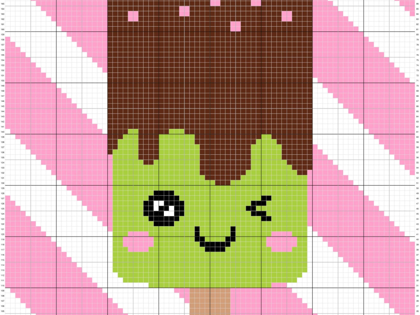 Kawaii Chocolate Mint Ice Cream Graph and Pattern C2C & Tapestry Crochet - Crochet Ice Cream Graphgan - Summer Blanket - C2C Beach Blanket