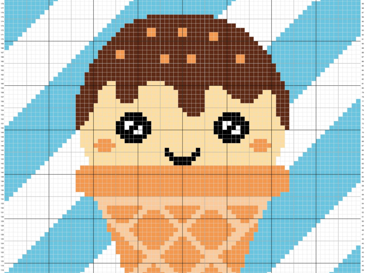Kawaii Vanilla Ice Cream Graph and Pattern C2C & Tapestry Crochet - Crochet Ice Cream Graphgan - Crochet Summer Blanket - C2C Beach Blanket