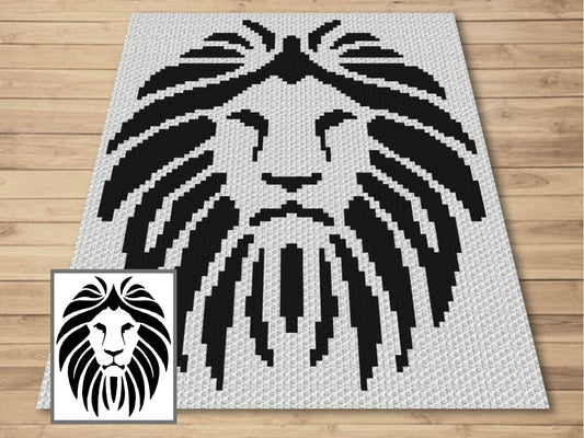 Lion Head Outline Graph and Pattern C2C and Tapestry Crochet - Wild Animal Graphgan - Crochet Lion Blanket - C2C Lion Blanket Gifts Baby
