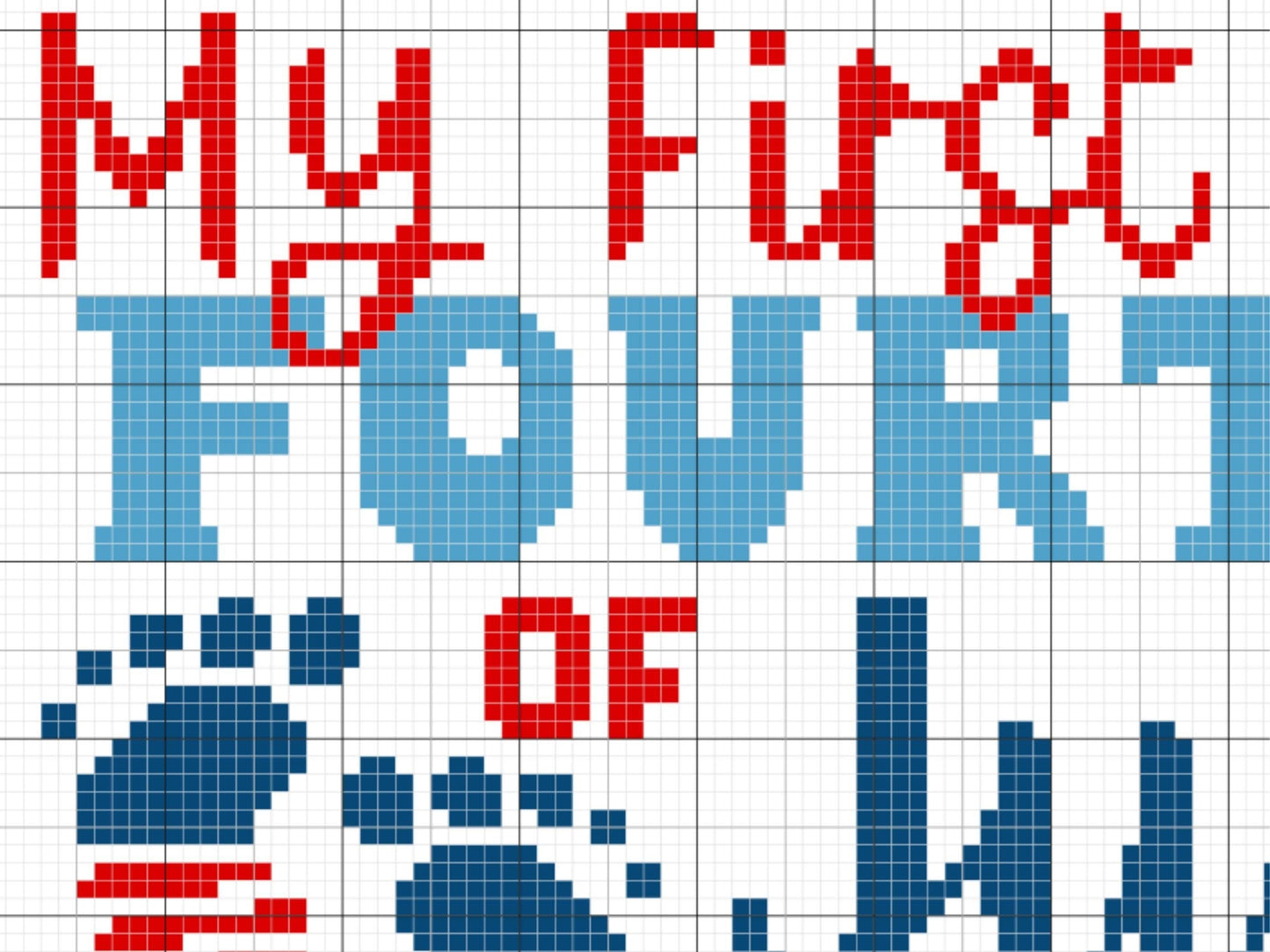 My First Fourth Of July Graph and Pattern C2C & Tapestry Crochet - Quote C2C Graphgan Patriotic Crochet Blanket - C2C 4th Of July Baby Gift