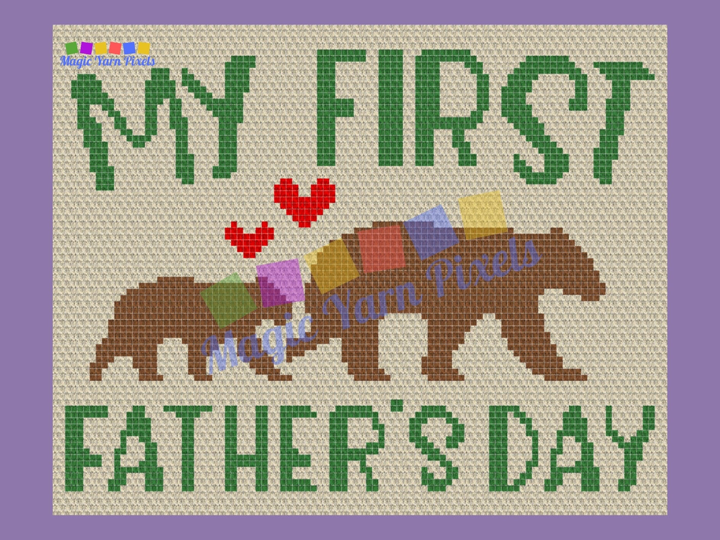 My First Father's Day Graph and Pattern C2C & Tapestry Crochet - Bear C2C Graphgan Crochet Woodland Blanket - Fathers Day Blanket Baby Gift
