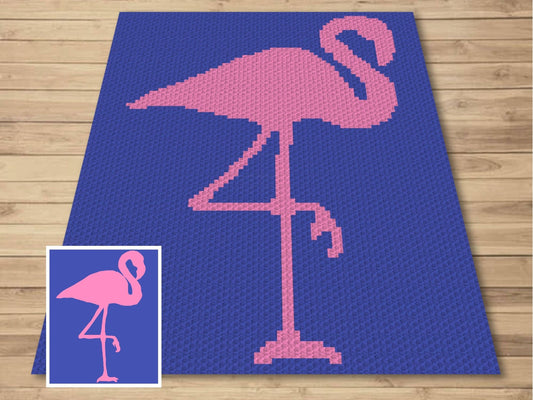 Pink Flamingo Outline Graph and Pattern C2C & Tapestry Crochet - Flamingo C2C Graphgan Crochet Flamingo Blanket - Flamingo Decor C2C Blanket