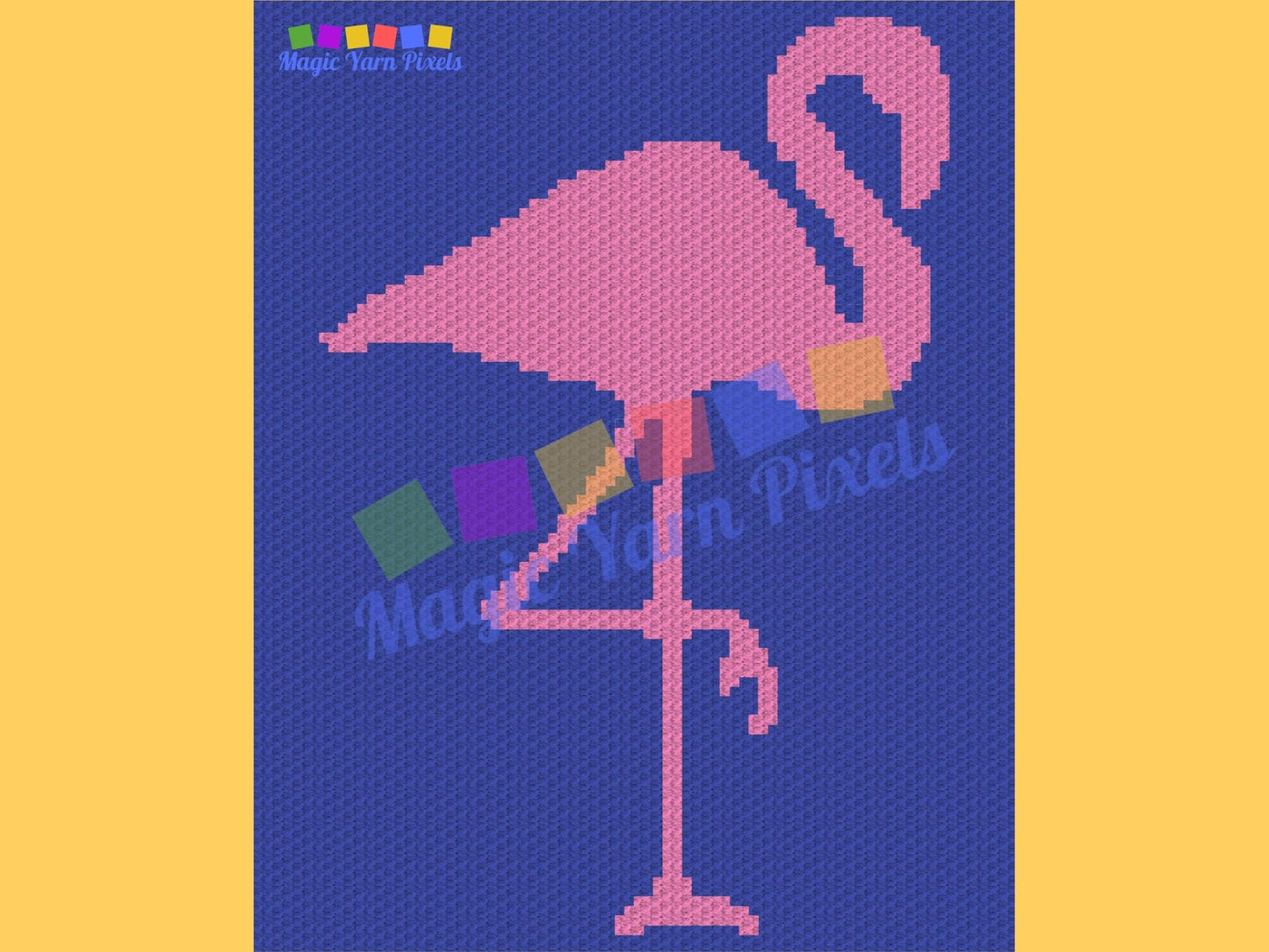 Pink Flamingo Outline Graph and Pattern C2C & Tapestry Crochet - Flamingo C2C Graphgan Crochet Flamingo Blanket - Flamingo Decor C2C Blanket
