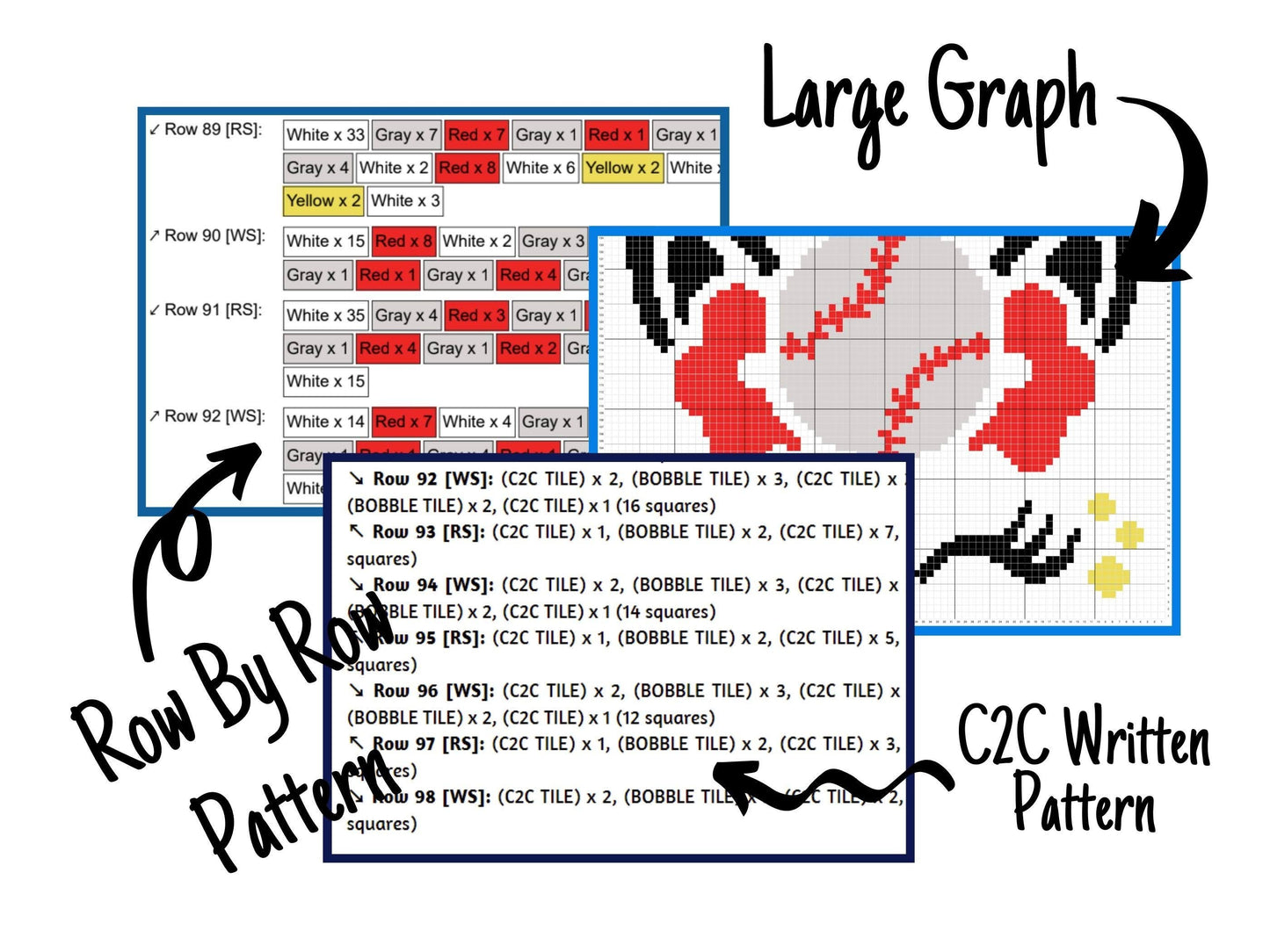 Baseball Unicorn Graph and Pattern C2C & Tapestry Crochet - Baseball C2C Graphgan - Crochet Unicorn Blanket - C2C Sports Blanket Gift Babies