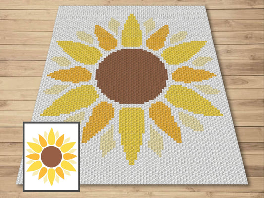 Summer Sunflower Graph and Pattern C2C & Tapestry Crochet - Sunflower Graphgan - Crochet Sunflower Blanket - Flower C2C Pattern Blanket Gift
