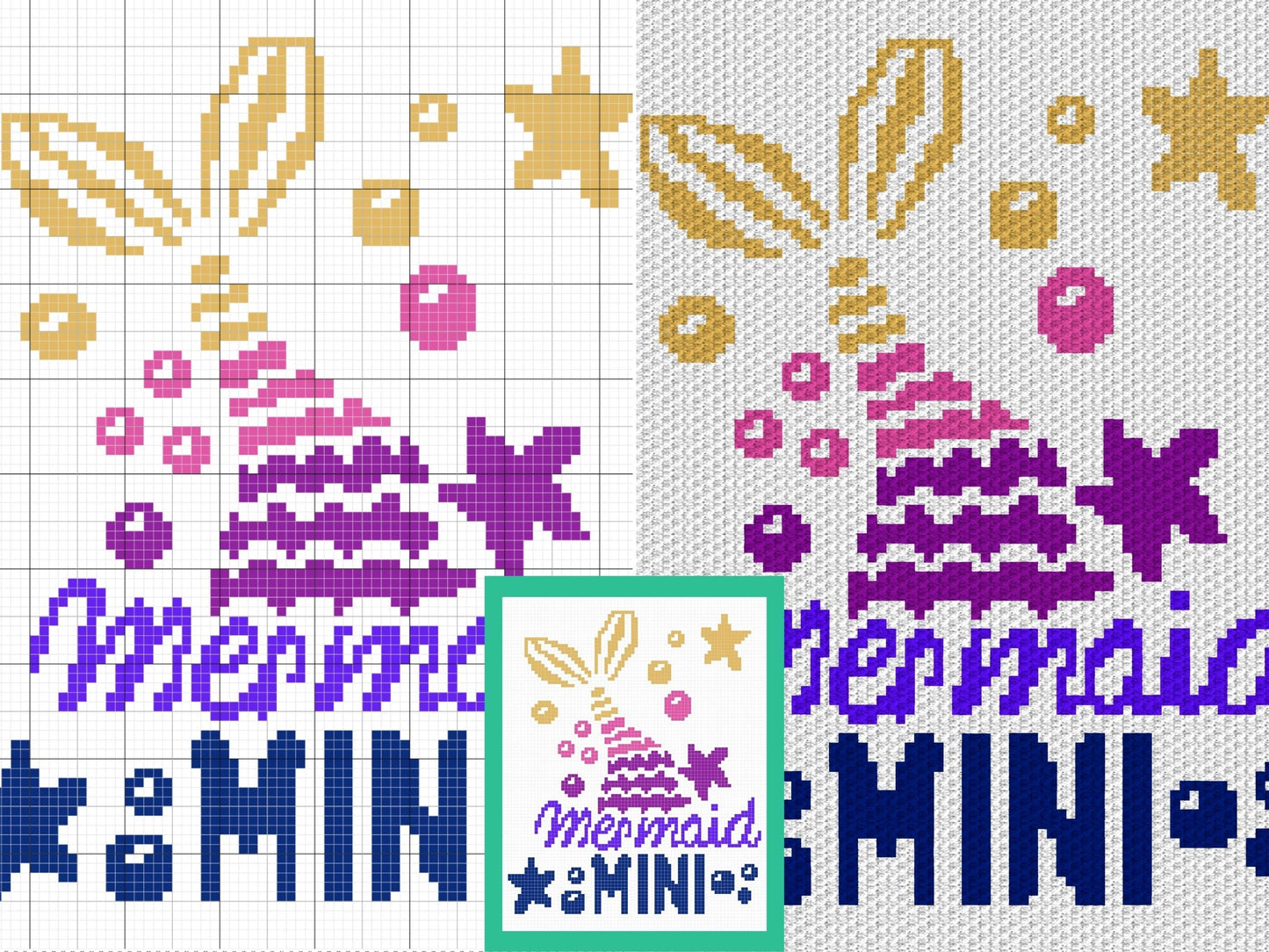 Mermaid Mini Graph and Pattern C2C & Tapestry Crochet - Mermaid Blanket For Kids Graphgan Mermaid Crochet Blanket - C2C Mermaid Baby Blanket