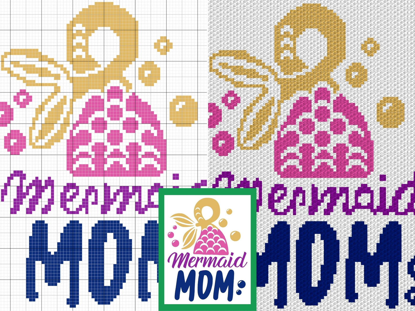 Mermaid Mom Graph and Pattern C2C & Tapestry Crochet - Mermaid Blanket Graphgan Crochet Mermaid Blanket Adult - C2C Mermaid Blanket Pattern