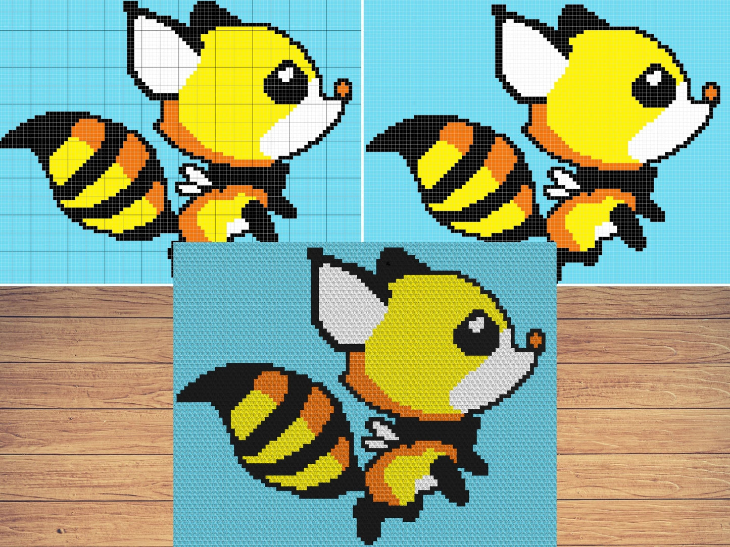 Flying Fox Bee Graph and Pattern C2C and Tapestry Crochet - Bee C2C Graphgan - Crochet Fox Blanket - Cute Baby Fox Crochet C2C Blanket Gifts