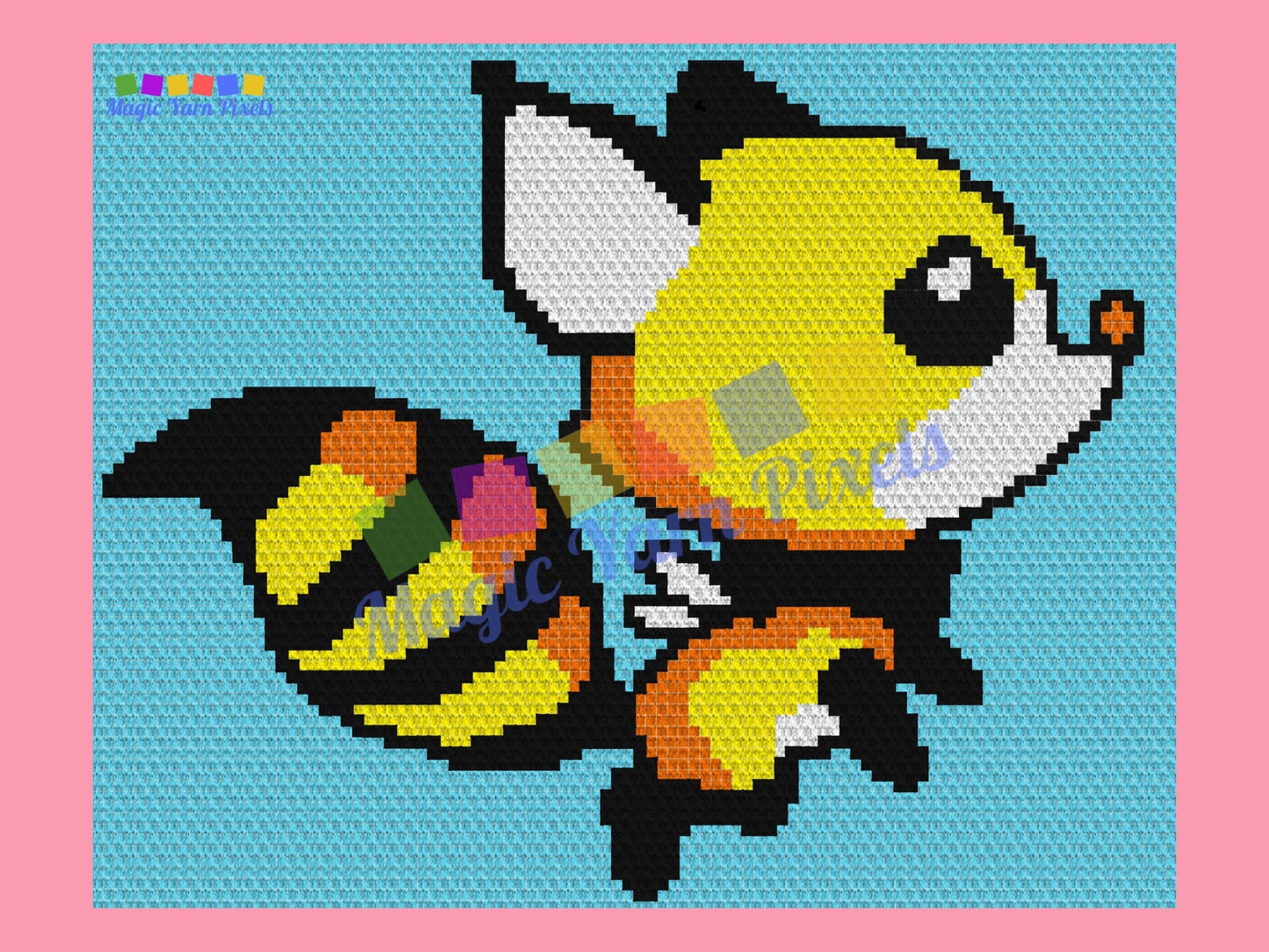 Flying Fox Bee Graph and Pattern C2C and Tapestry Crochet - Bee C2C Graphgan - Crochet Fox Blanket - Cute Baby Fox Crochet C2C Blanket Gifts