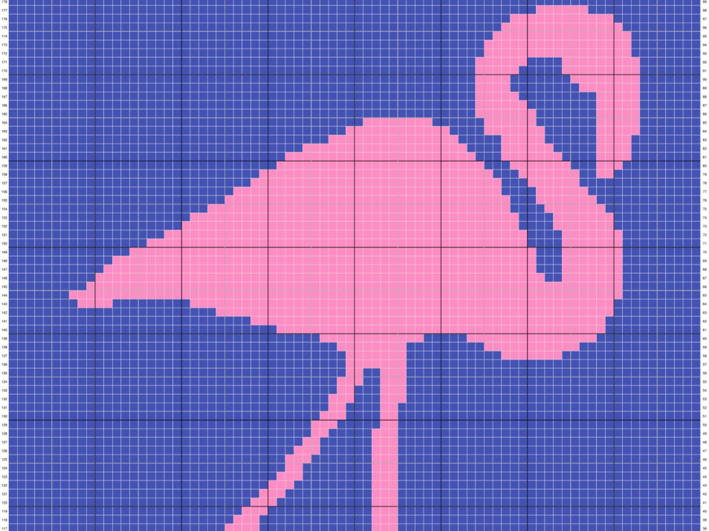 Pink Flamingo Outline Graph and Pattern C2C & Tapestry Crochet - Flamingo C2C Graphgan Crochet Flamingo Blanket - Flamingo Decor C2C Blanket