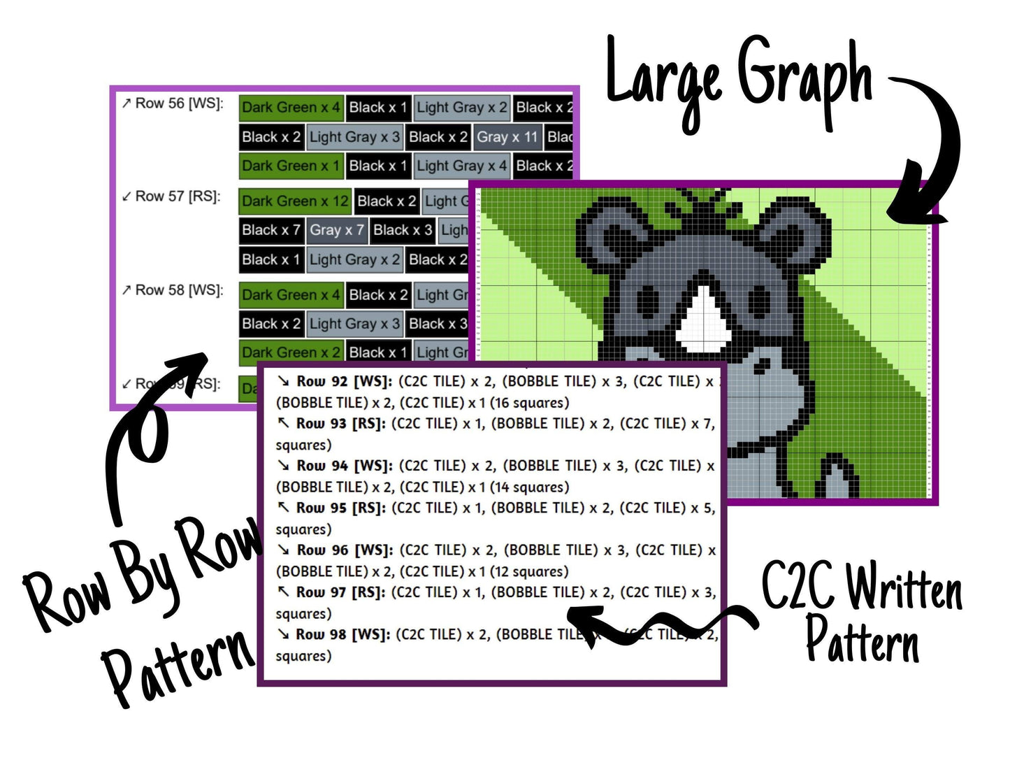 Cute Baby Rhino Graph and Pattern C2C & Tapestry Crochet - Rhino C2C Graphgan - Crochet Rhino Baby Blanket - C2C Dinosaur Baby Blanket Gift