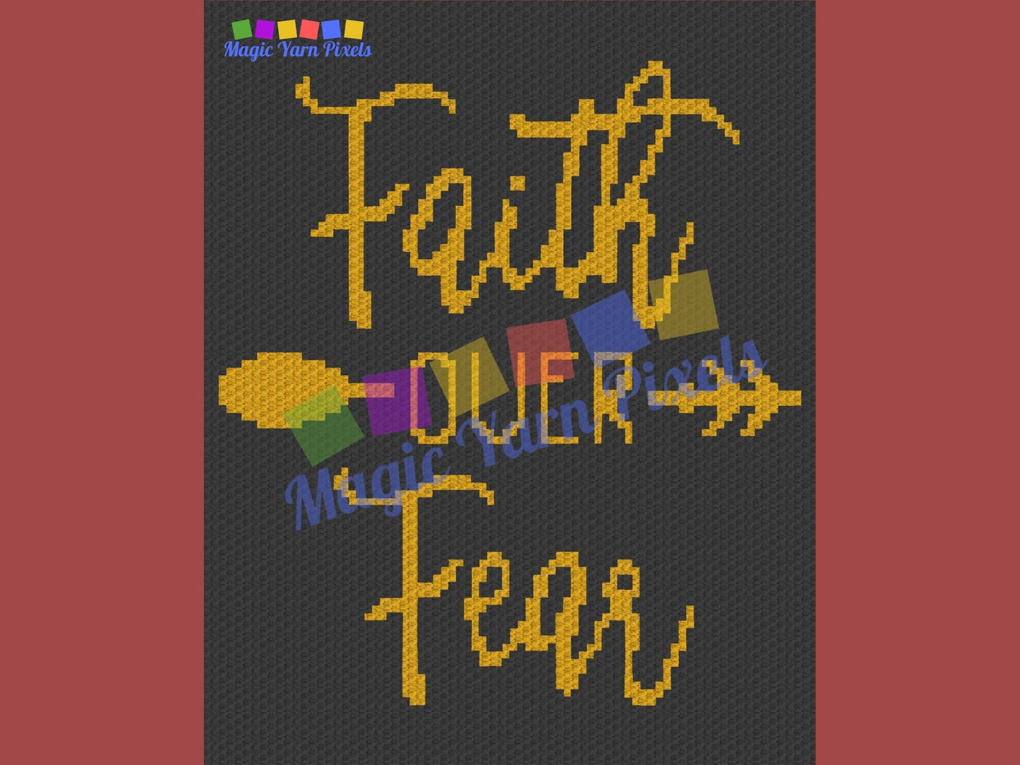 Faith Over Fear Graph and Pattern C2C & Tapestry Crochet - Quote Graphgan Inspirational Quote Blanket - Crochet Christian C2C Faith Blankets