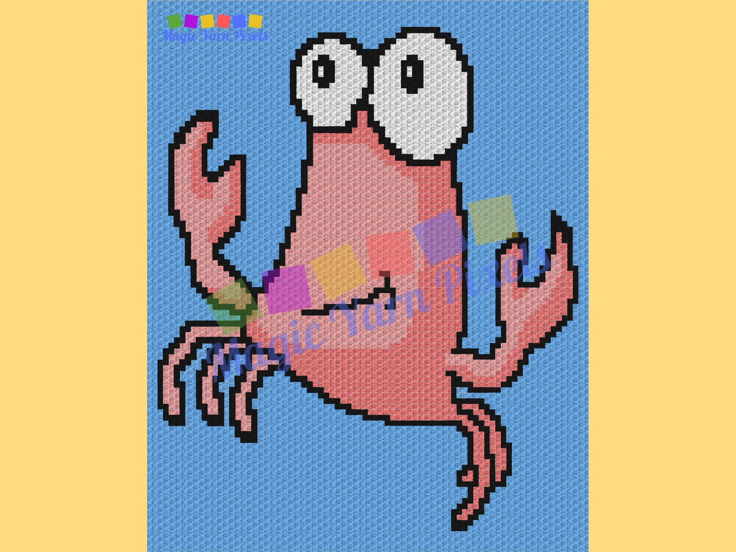 Happy Crab Graph and Pattern C2C & Tapestry Crochet - C2C Crochet Crab Graphgan Ocean Animals Crochet Blanket - C2C Beach Blanket Gifts Baby