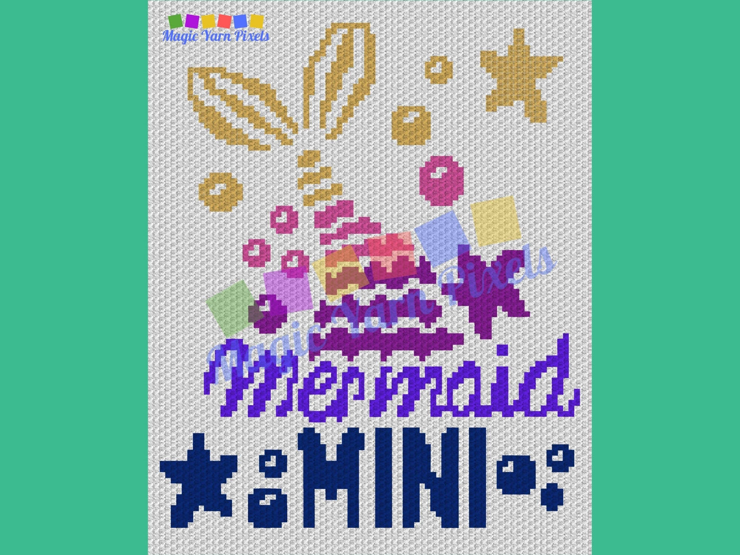 Mermaid Mini Graph and Pattern C2C & Tapestry Crochet - Mermaid Blanket For Kids Graphgan Mermaid Crochet Blanket - C2C Mermaid Baby Blanket