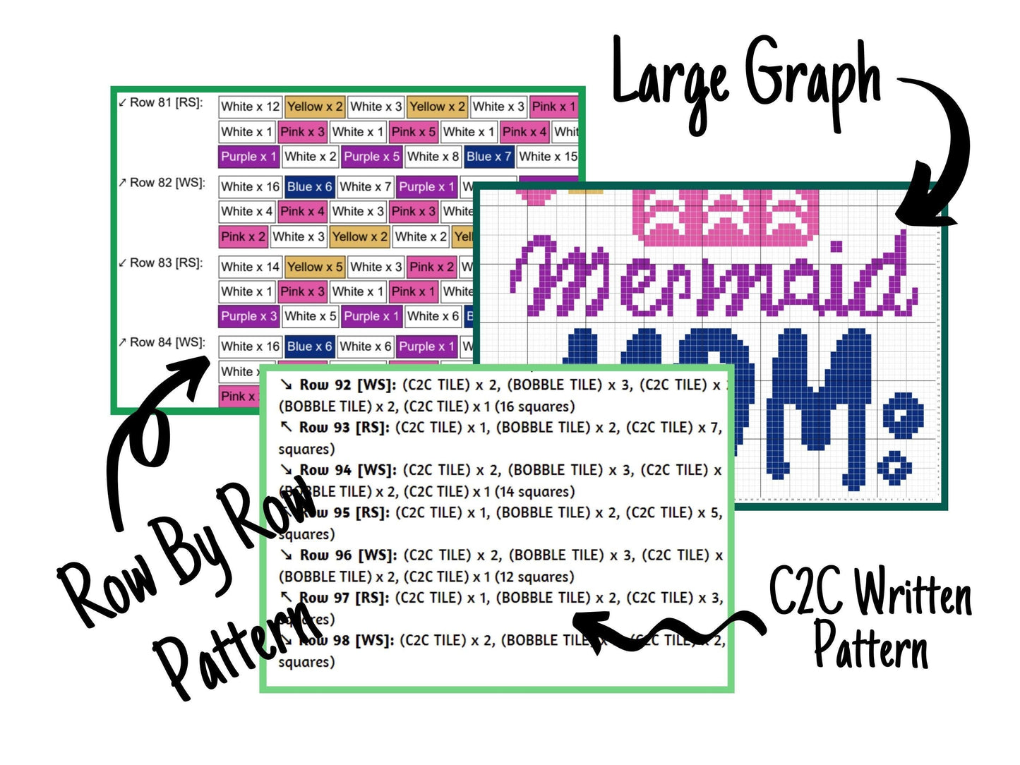 Mermaid Mom Graph and Pattern C2C & Tapestry Crochet - Mermaid Blanket Graphgan Crochet Mermaid Blanket Adult - C2C Mermaid Blanket Pattern