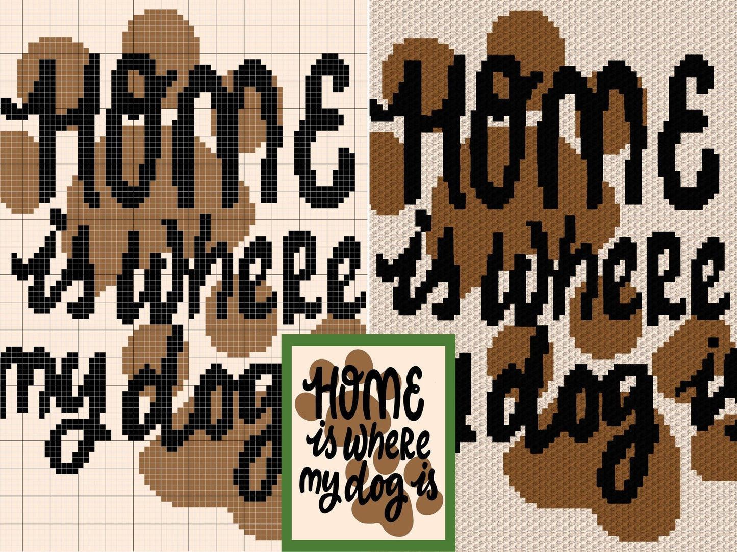 Home Is Where My Dog Is Graph and Pattern C2C & Tapestry Crochet - Puppy Blanket Graphgan - C2C Dog Blanket - Crochet For Dogs C2C Blankets