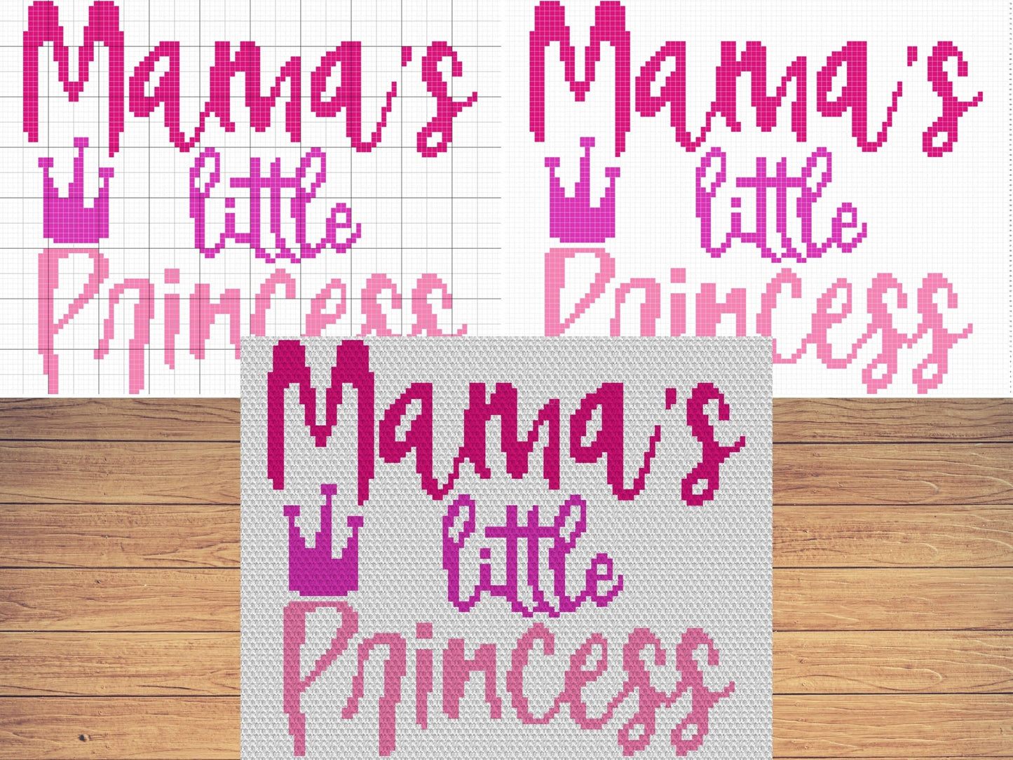 Mama's Little Princess Graph and Pattern C2C & Tapestry Crochet - Princess Crown Graphgan Crochet Princess Blanket - C2C Baby Girl Blankets