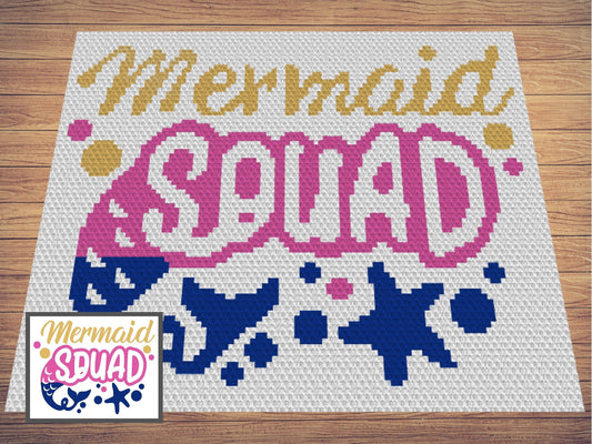 Mermaid Squad Graph and Pattern C2C & Tapestry Crochet - Mermaid C2C Graphgan Crochet Mermaid Kids Blanket - C2C Mermaid Baby Blanket Gifts