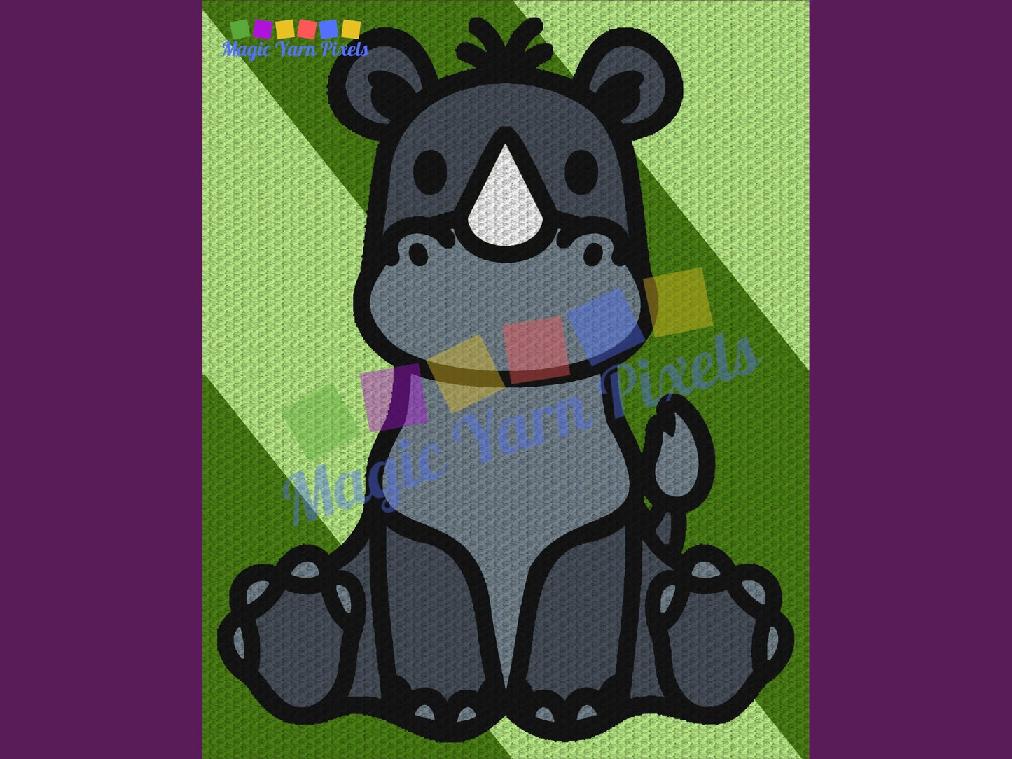 Cute Baby Rhino Graph and Pattern C2C & Tapestry Crochet - Rhino C2C Graphgan - Crochet Rhino Baby Blanket - C2C Dinosaur Baby Blanket Gift