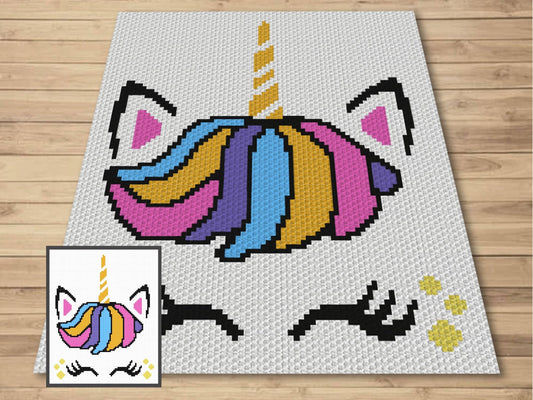Rainbow Unicorn Boy Graph and Pattern C2C & Tapestry Crochet - C2C Unicorn Graphgan- Crochet Unicorn Blanket - C2C Rainbow Baby Blanket Gift