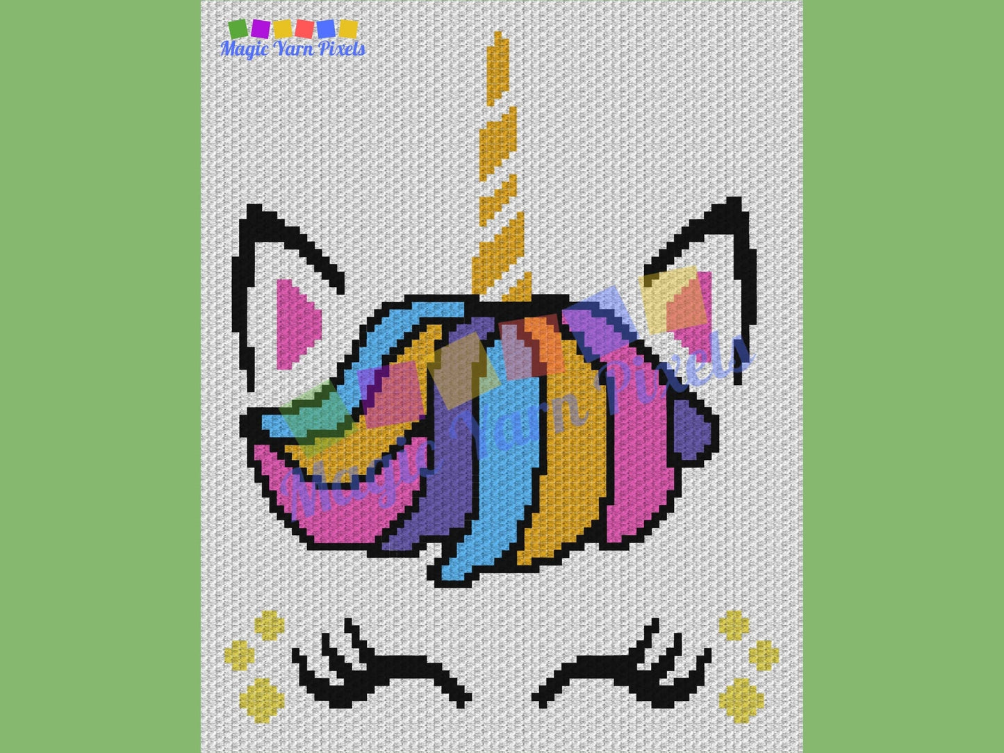 Rainbow Unicorn Boy Graph and Pattern C2C & Tapestry Crochet - C2C Unicorn Graphgan- Crochet Unicorn Blanket - C2C Rainbow Baby Blanket Gift