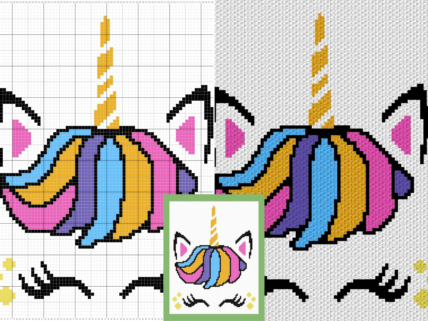Rainbow Unicorn Boy Graph and Pattern C2C & Tapestry Crochet - C2C Unicorn Graphgan- Crochet Unicorn Blanket - C2C Rainbow Baby Blanket Gift