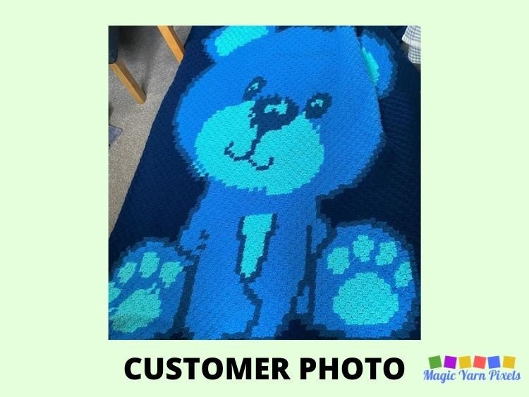 Cute Teddy Bear Graph + Written Pattern For C2C & Tapestry Crochet - C2C Bear Graphghan - Animal Crochet Blanket -Crochet Afghan Baby Shower