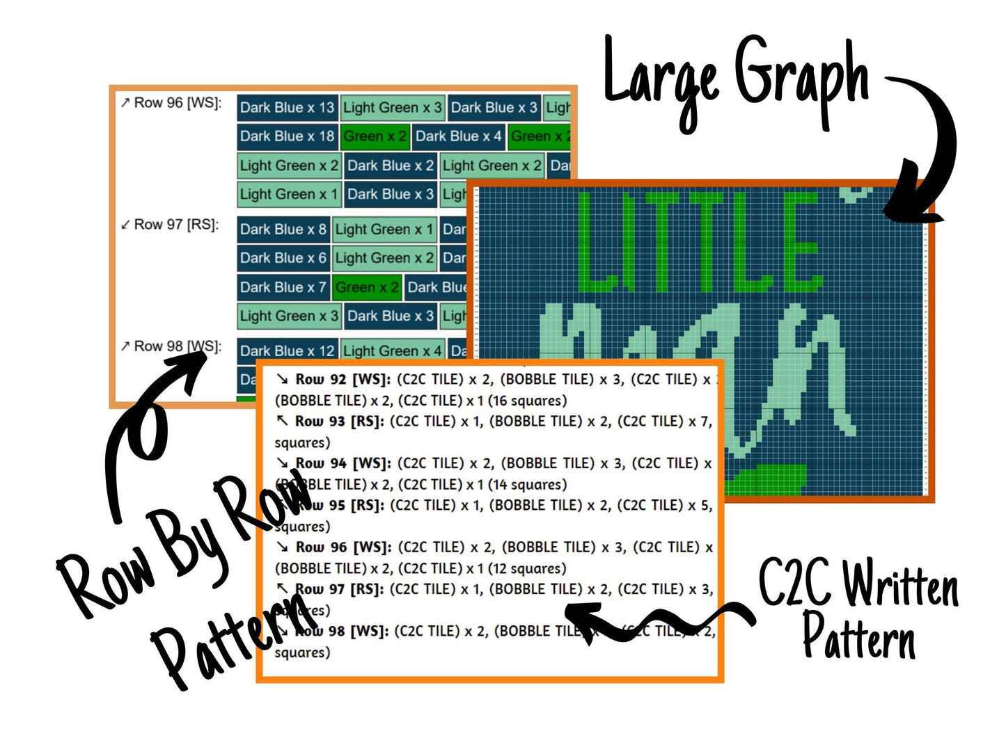 Mama's Little Man Graph and Pattern C2C & Tapestry Crochet - Crochet Boy Graphgan - Baby Boy Crochet Blanket - C2C Blanket Toddler Boy Gifts