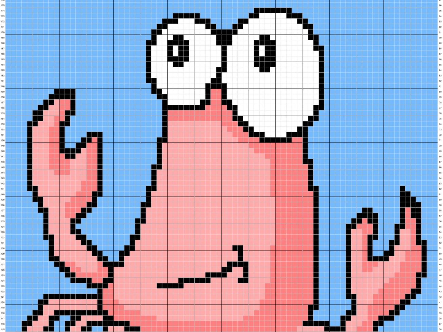 Happy Crab Graph and Pattern C2C & Tapestry Crochet - C2C Crochet Crab Graphgan Ocean Animals Crochet Blanket - C2C Beach Blanket Gifts Baby