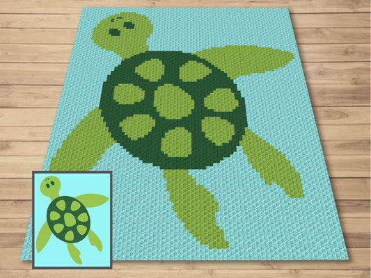Sea Turtle Graph and Pattern C2C & Tapestry Crochet - Turtle C2C Graphgan Crochet Turtle Blanket - Crochet Sea Animals C2C Baby Blanket Gift
