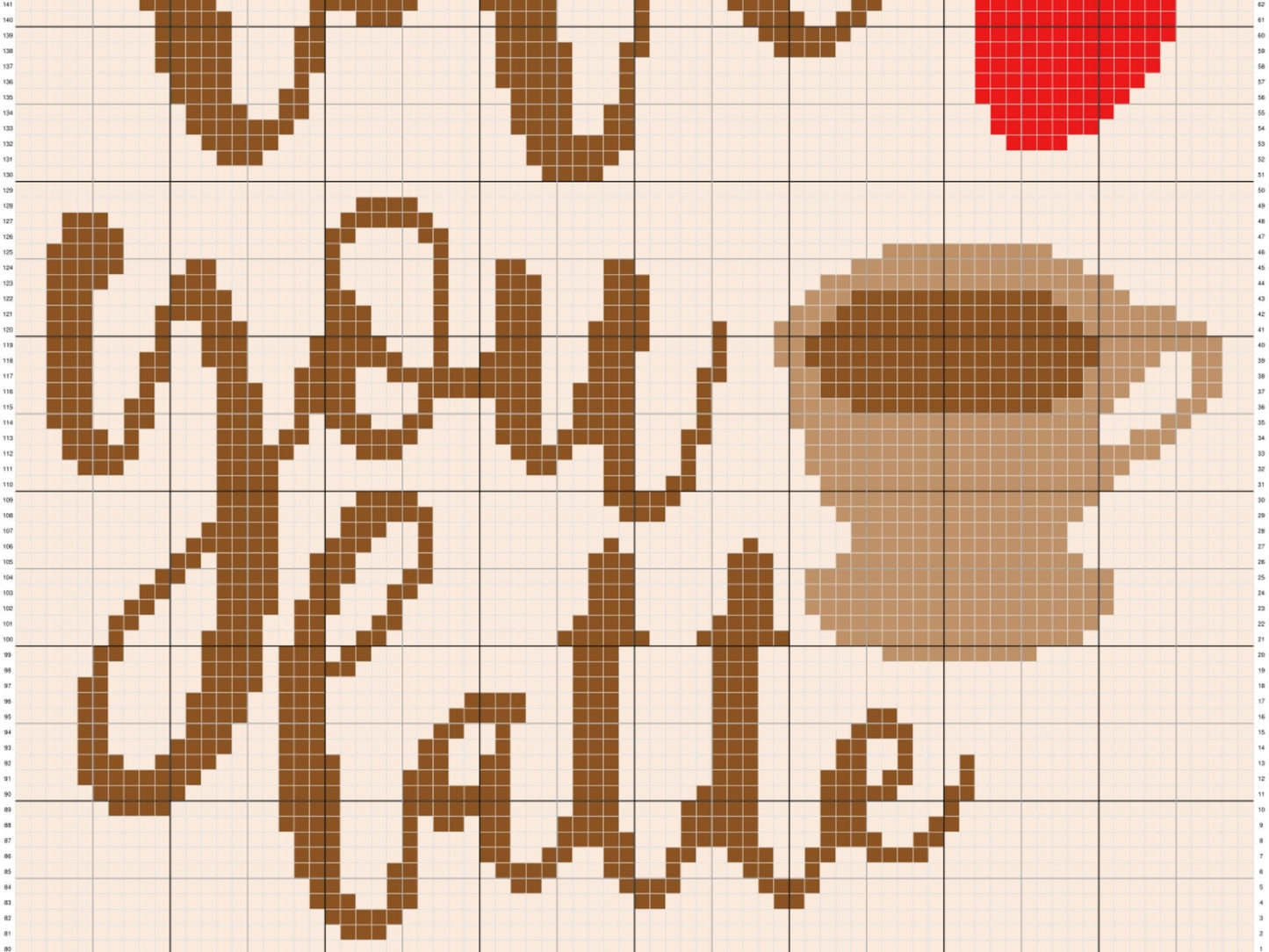 Love You Latte Graph and Pattern C2C & Tapestry Crochet - Coffee Blanket Graphgan - Coffee Crochet Blanket - Coffee Lovers Gift C2C Blankets