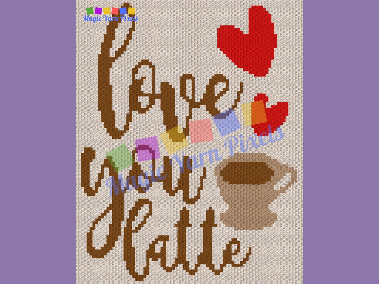 Love You Latte Graph and Pattern C2C & Tapestry Crochet - Coffee Blanket Graphgan - Coffee Crochet Blanket - Coffee Lovers Gift C2C Blankets