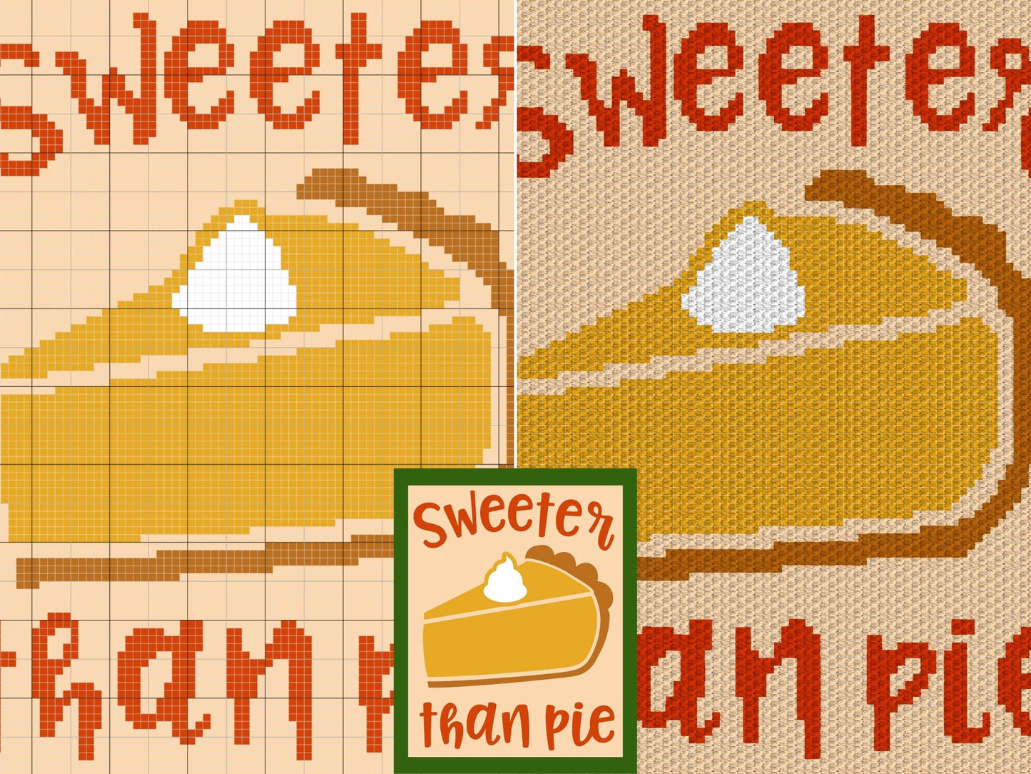 Sweeter Than Pie Graph and Pattern C2C & Tapestry Crochet - C2C Thanksgiving Graphgan Autumn Crochet Pattern - C2C Fall Crochet Blanket Gift