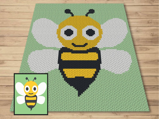 Cute Bumblebee Graph and Pattern C2C & Tapestry Crochet - Crochet Bee Graphgan - Crochet Summer Blanket - C2C Bee Crochet Blanket Gift Baby