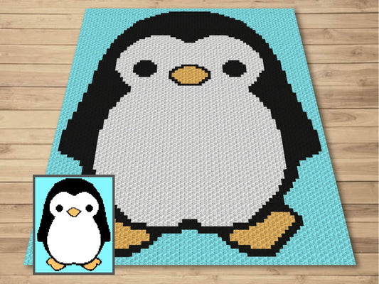 Happy Baby Penguin Graph and Pattern C2C & Tapestry Crochet -Penguin Love Graphgan Penguin Crochet C2C Blanket-Crochet Penguin C2C Gift Baby