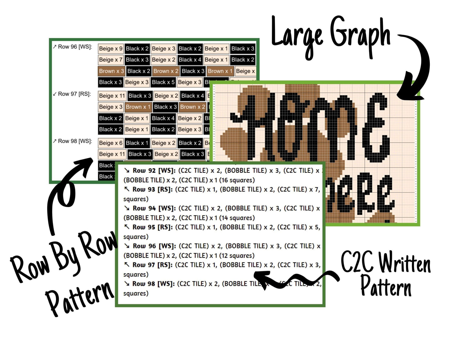Home Is Where My Dog Is Graph and Pattern C2C & Tapestry Crochet - Puppy Blanket Graphgan - C2C Dog Blanket - Crochet For Dogs C2C Blankets
