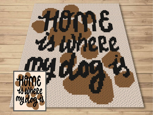 Home Is Where My Dog Is Graph and Pattern C2C & Tapestry Crochet - Puppy Blanket Graphgan - C2C Dog Blanket - Crochet For Dogs C2C Blankets