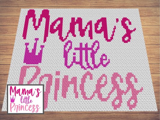 Mama's Little Princess Graph and Pattern C2C & Tapestry Crochet - Princess Crown Graphgan Crochet Princess Blanket - C2C Baby Girl Blankets