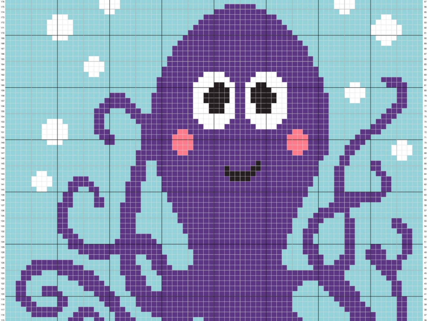 Funny Octopus Graph and Pattern C2C & Tapestry Crochet - Crochet Ocean Animals Graphgan Octopus Blanket - Crochet Octopus Blanket Baby Gifts