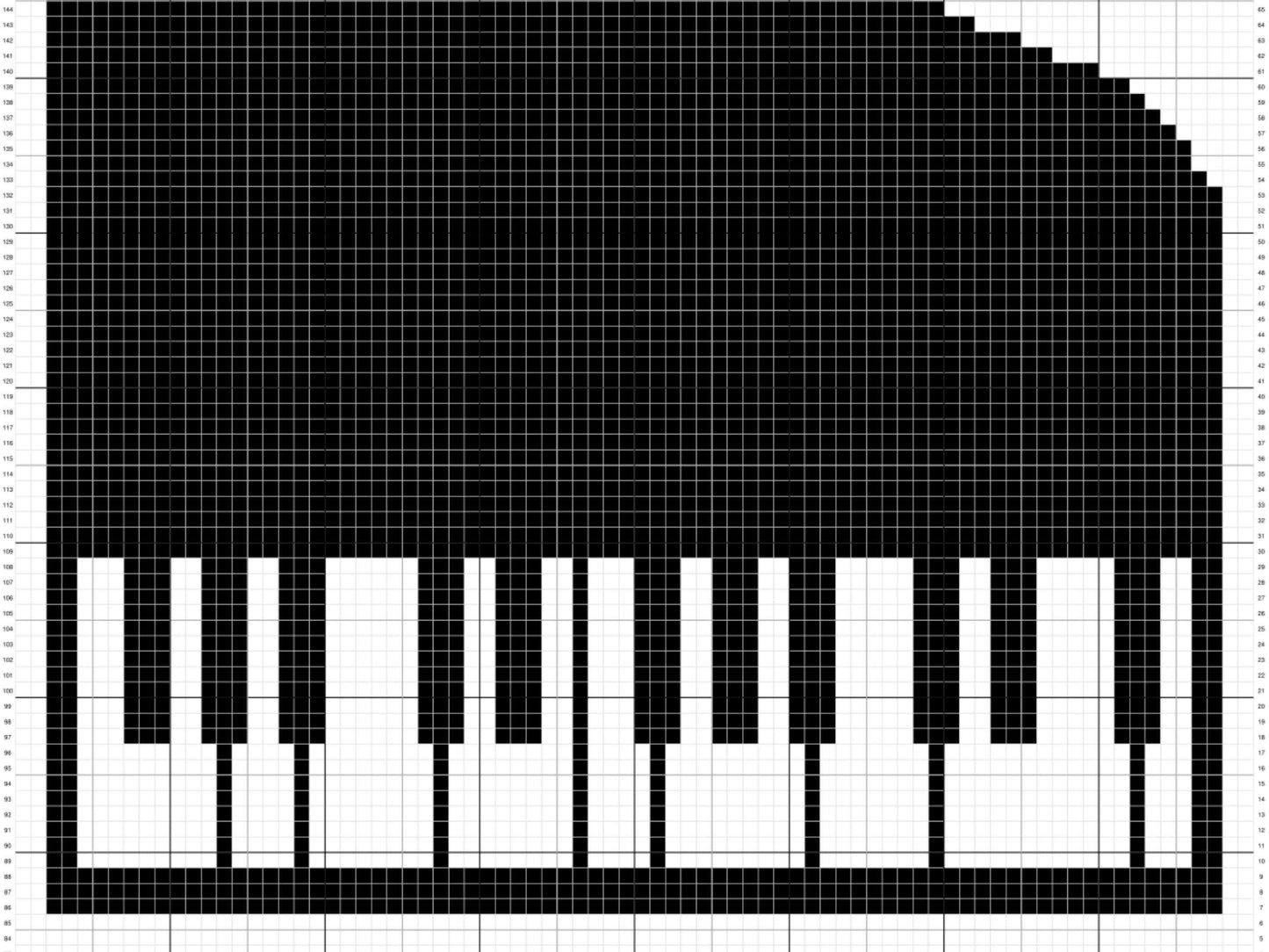 Musical Piano Graph and Pattern C2C & Tapestry Crochet - C2C Piano Blanket Graphgan - Music Crochet Blanket - Piano Teacher Gift C2C Blanket