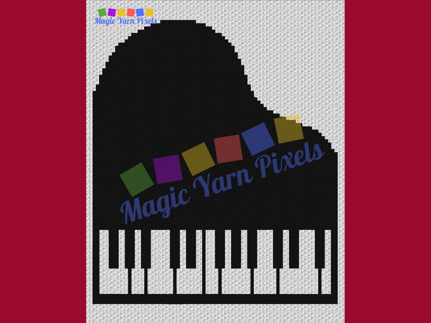 Musical Piano Graph and Pattern C2C & Tapestry Crochet - C2C Piano Blanket Graphgan - Music Crochet Blanket - Piano Teacher Gift C2C Blanket