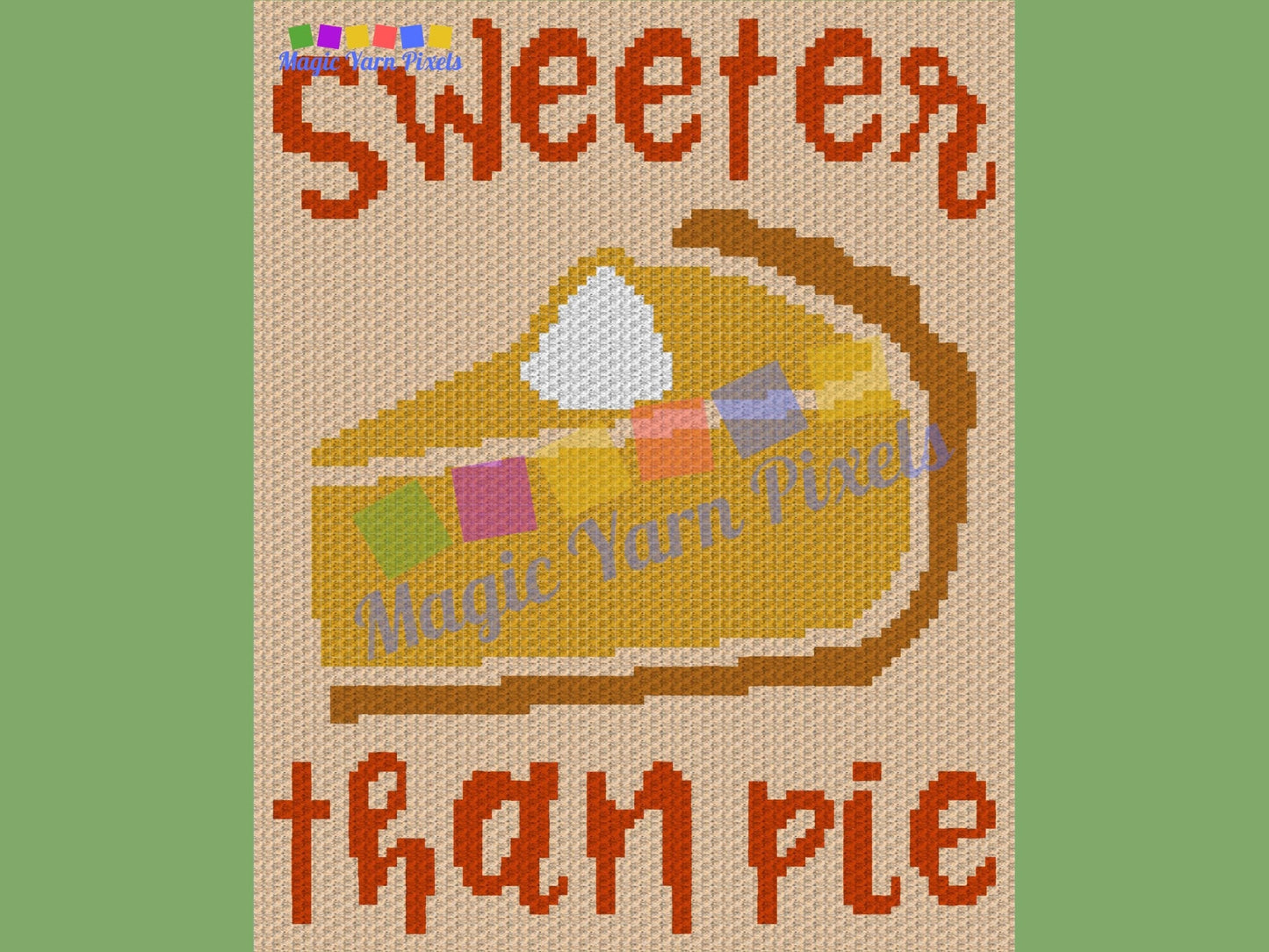 Sweeter Than Pie Graph and Pattern C2C & Tapestry Crochet - C2C Thanksgiving Graphgan Autumn Crochet Pattern - C2C Fall Crochet Blanket Gift