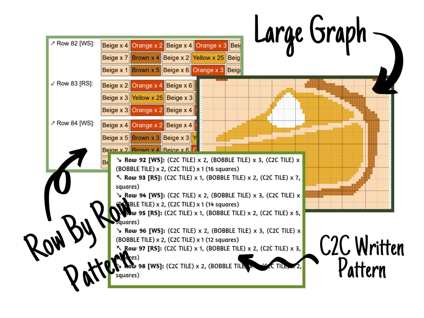 Sweeter Than Pie Graph and Pattern C2C & Tapestry Crochet - C2C Thanksgiving Graphgan Autumn Crochet Pattern - C2C Fall Crochet Blanket Gift