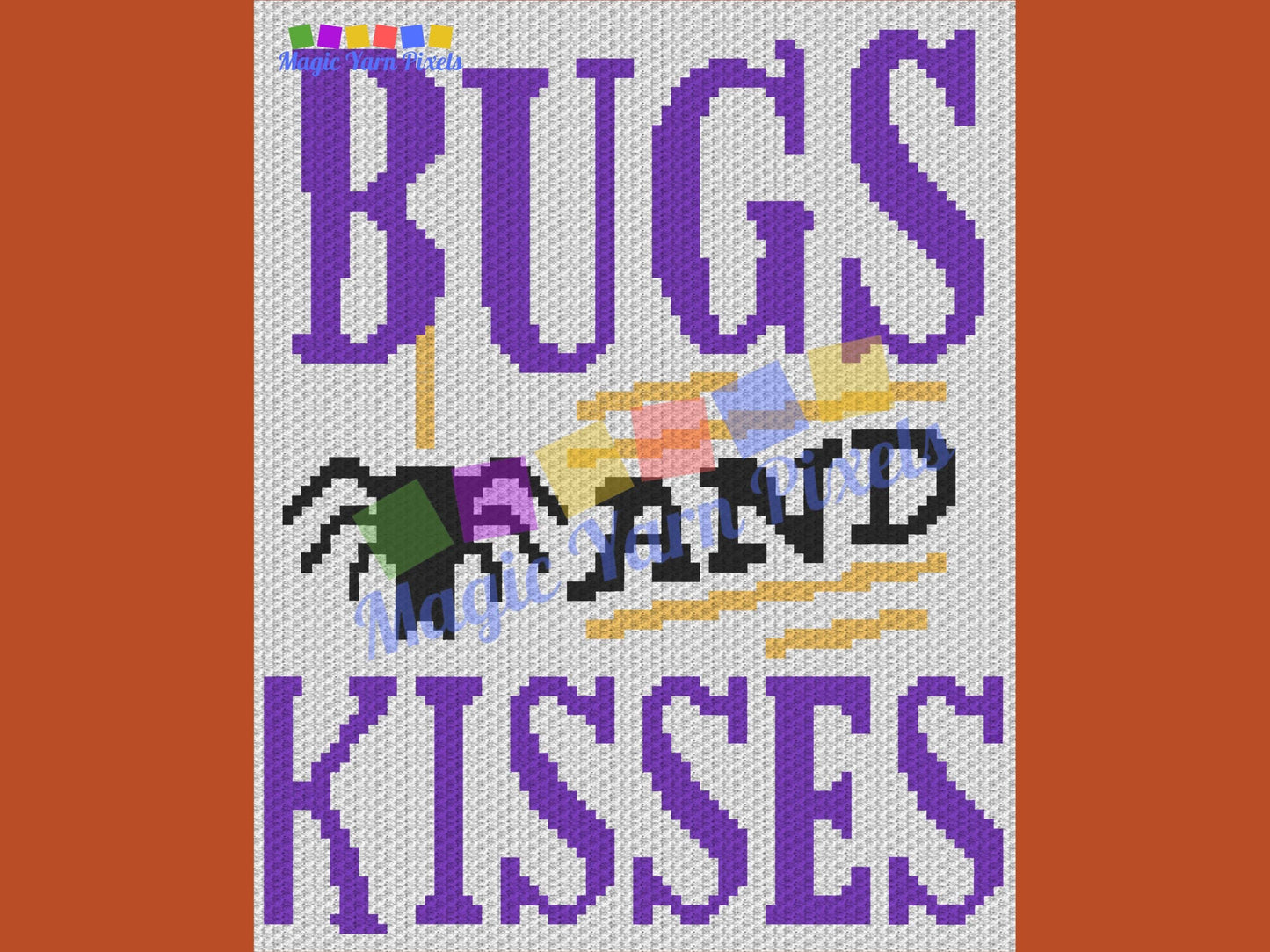 Halloween Bugs & Kisses Graph and Pattern C2C and Tapestry Crochet - Halloween C2C Graphgan - Crochet Halloween Blanket - C2C Spooky Blanket