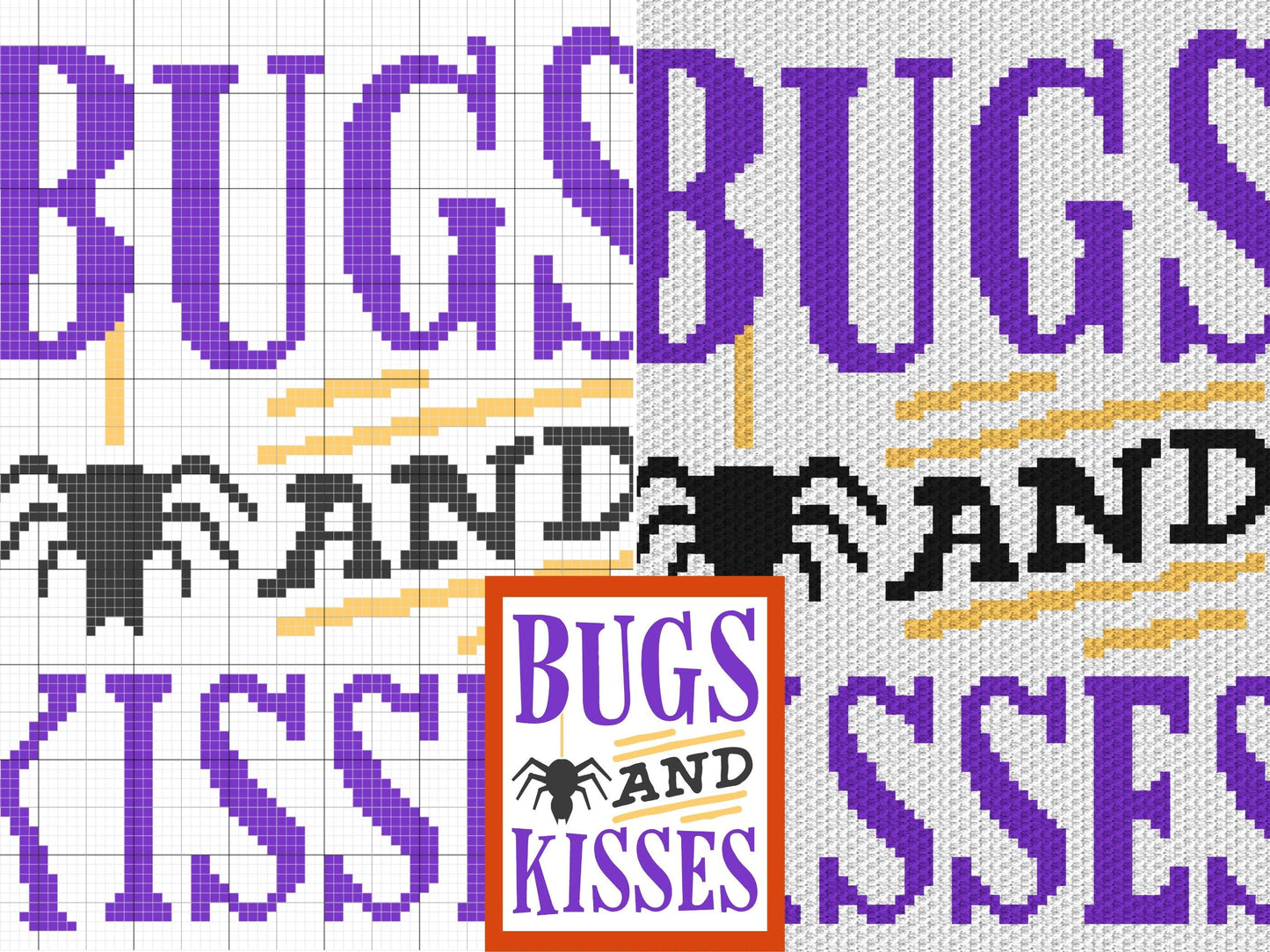 Halloween Bugs & Kisses Graph and Pattern C2C and Tapestry Crochet - Halloween C2C Graphgan - Crochet Halloween Blanket - C2C Spooky Blanket