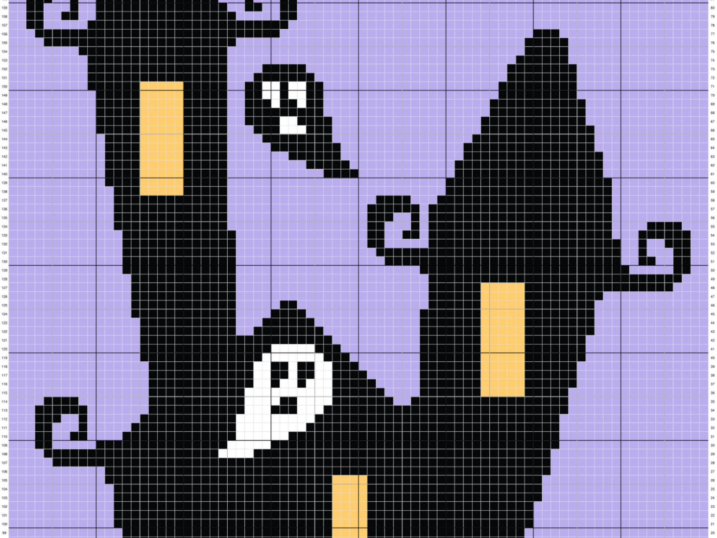 Halloween Haunted House Graph and Pattern C2C & Tapestry Crochet - Halloween C2C Graphgans - Crochet Halloween Blanket - C2C Spooky Blankets