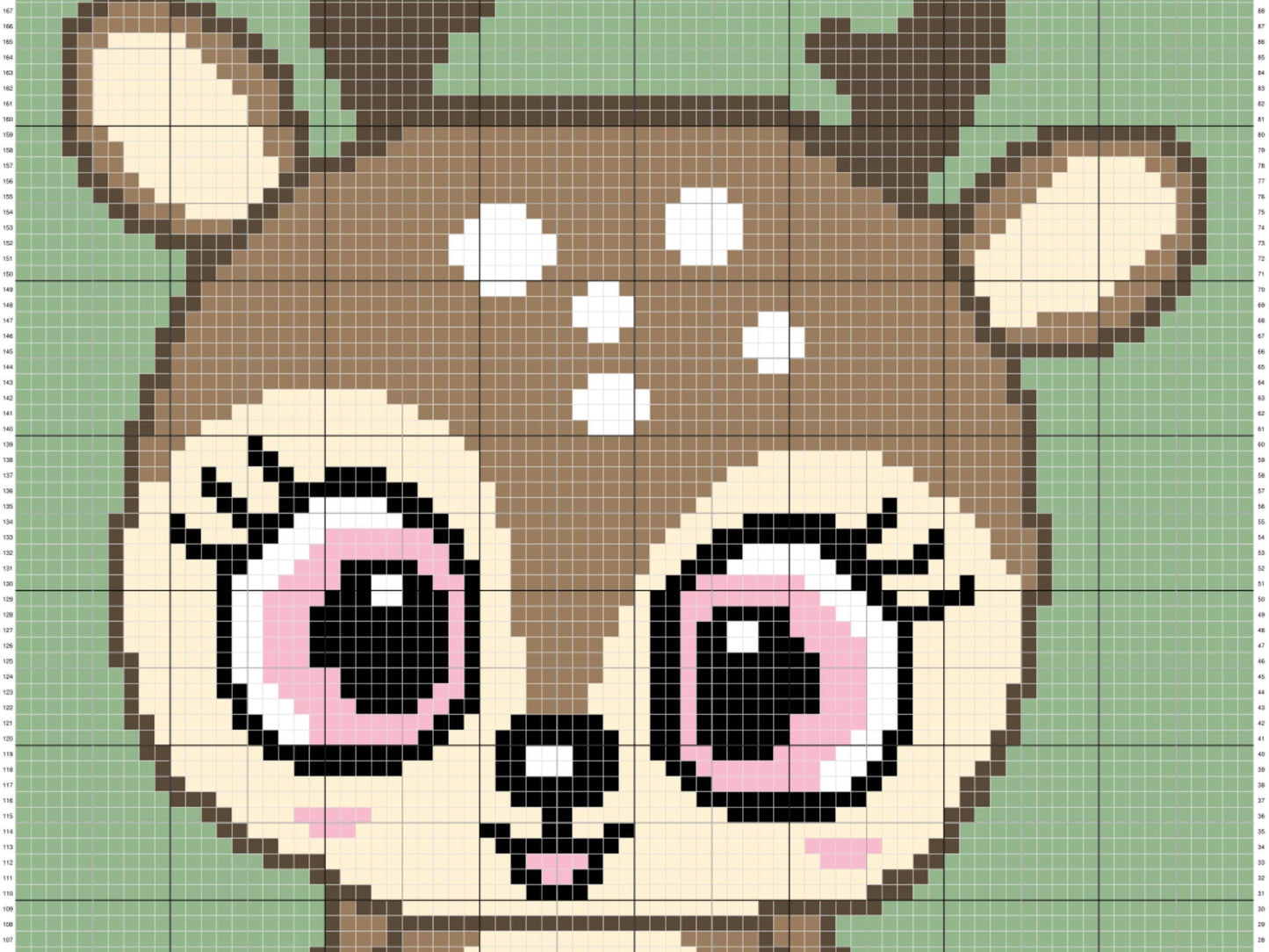 Kawaii Baby Deer Graph and Pattern C2C & Tapestry Crochet - Deer Crochet Graphgans - Crochet Deer Blanket - C2C Woodland Blanket Gift Babies